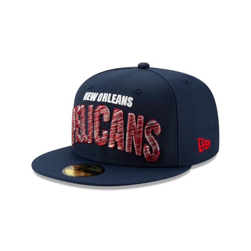 NBA New Orleans Pelicans Raised Threads 59Fifty Fitted (FVL5477) - Blue New Era Caps